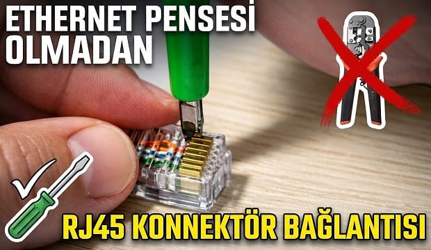 Pensesiz Ethernet Kablosu Nasıl Yapılır? (Tornavida ile RJ45 T568B)